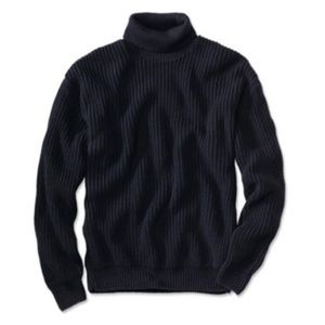 Orvis submariner sweater. Turtleneck. Navy blue.